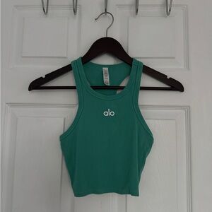 Alo Teal Ribbed Racerback Crop Tank